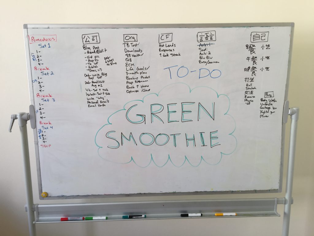 To Do List with GREEN SMOOTHIE in huge letters
