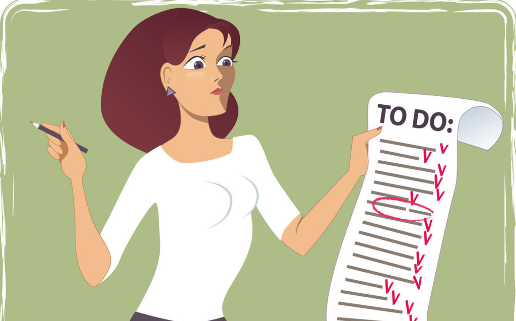 Woman with long to do list