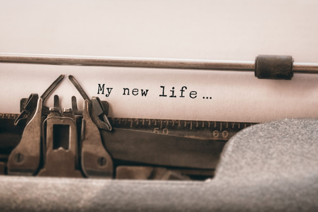 My new life message against close-up of typewriter